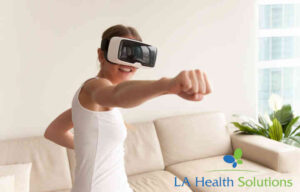 Hate Working Out? (Image of Woman with Virtual Glasses On Working Out)